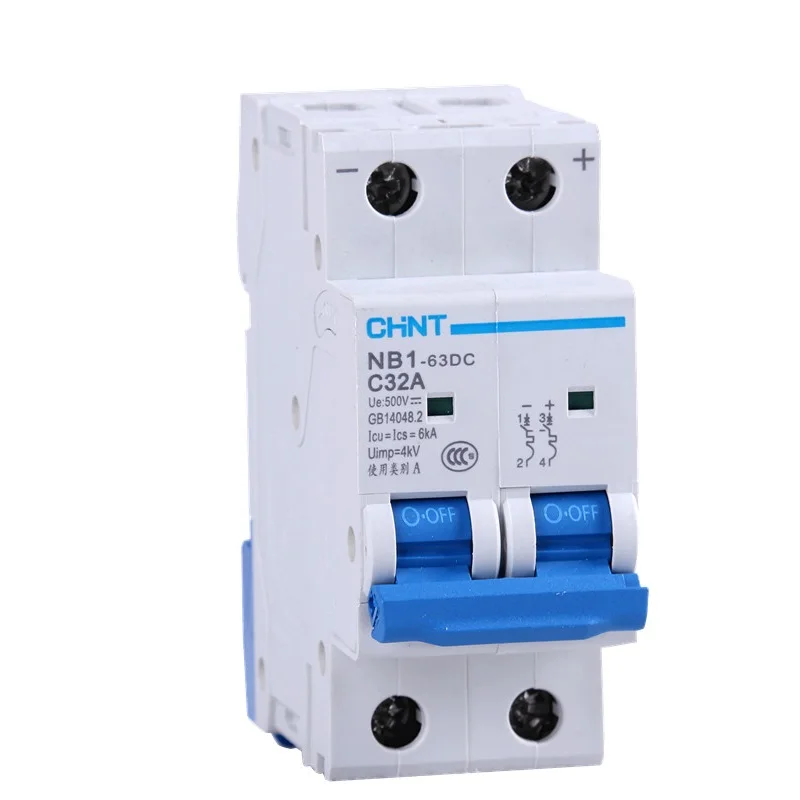 Китайский NB1 63DC 1P 2P DC MCB мини автоматический Выключатель 12V 24V 250V для PV (солнечной)