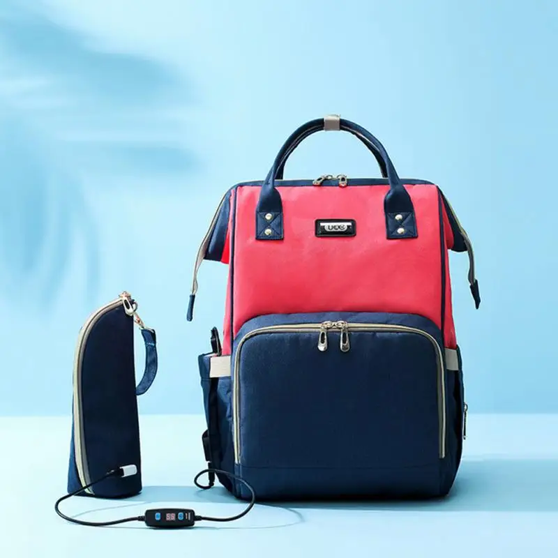 

Fashion Mommy Maternity Nappy Backpack with USB Milk Heating Bag Large Capacity Baby Bag Outdoor Travel Diaper Nursing Bag 2018