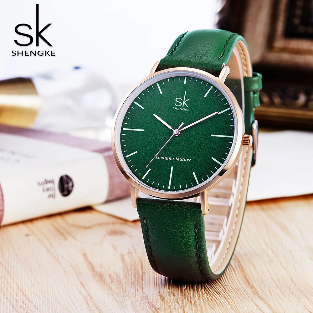 Ceny Shengke prawdziwej skóry kobiet zegarki luksusowe marki zegarek kwarcowy Casual Ladies zegarki kobiety zegar Montre Femme Relogio feminino