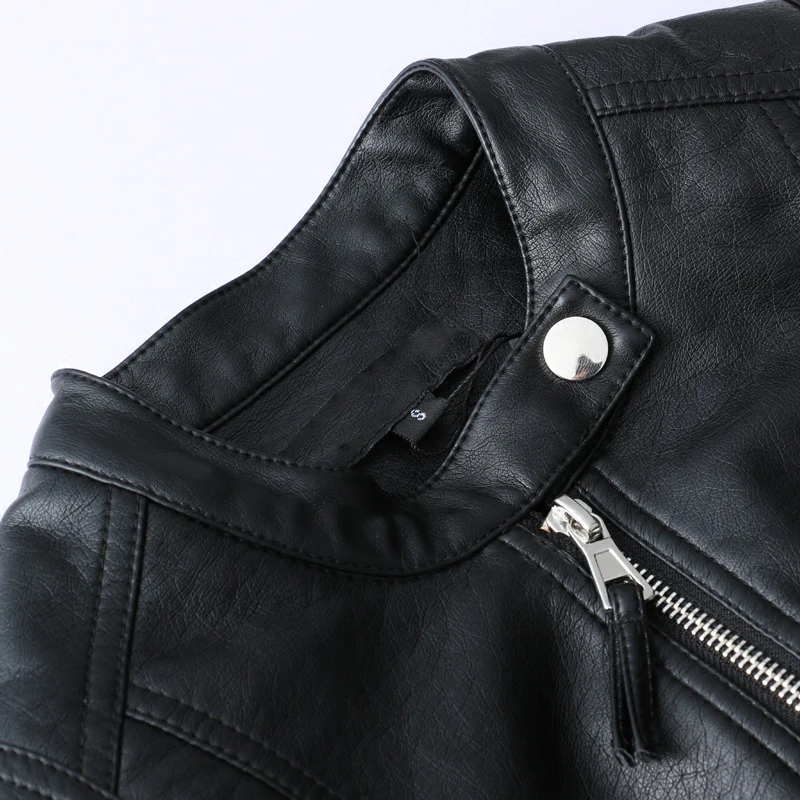 FTLZZ/Европейский стиль, куртка из искусственной кожи с круглым вырезом, новая модная мотоциклетная кожаная верхняя одежда, Женская тонкая байкерская куртка, базовая уличная одежда