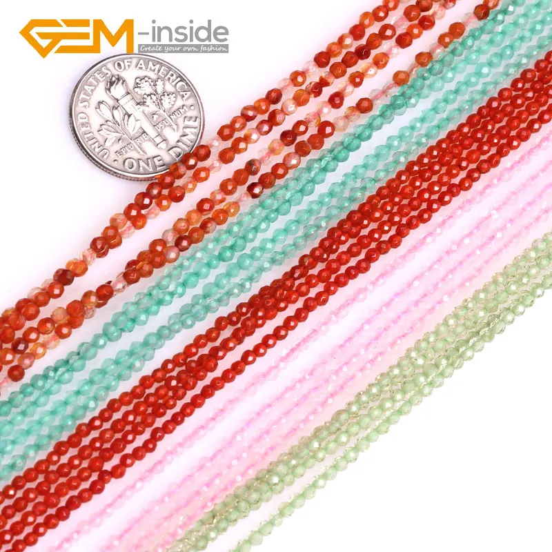 2mm Round Faceted Tiny Seed Spacer Loose Beads Assorted Material