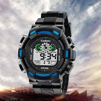 

Fashion Children's Watch Brand Coolboss Multifunction Wristwatch Student Calendar Alarm Clock LED Boy Time Hour Kids Wrist watch