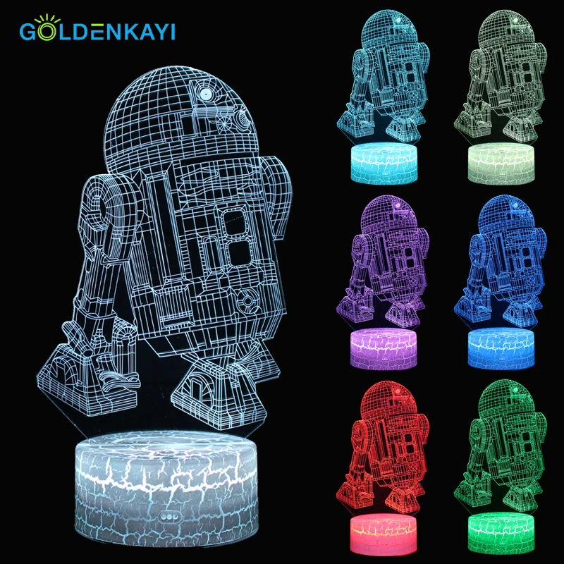 3D Звездные войны R2-D2 Робот LED оригинальность ночные светильники атмосфера