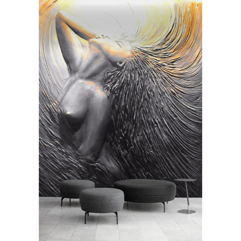 

Living Room Bedroom Wall Papers Modern 3D Embossed Girls Art Wall Painting Mural Stickers Self Adhesive Vinyl / Silk Wallpaper
