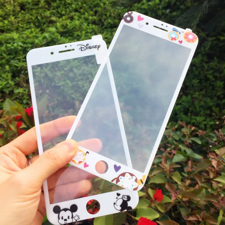 

Korea Cartoon Print Donuts Minnie Carbon Fiber Front Screen tempered glass Protector For iPhone8 6S/7PLUS body Protection