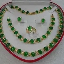 Женские украшения зеленый драгоценный камень серьги браслет ожерелье кольцо размер 6,7, 8,9#+ коробка натуральный кварцевый кристалл женские свадебные