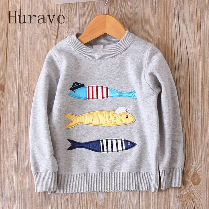 

Hurave Baby Girls Sweaters 2018 New Arriavl Autumn Kids clothing Fish Print Winter Long Sleeve clothes C19L4