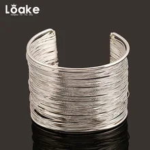 Loake Openning Wire Bangle Silver Color And font b Gold b font Color Cuff Bangle for