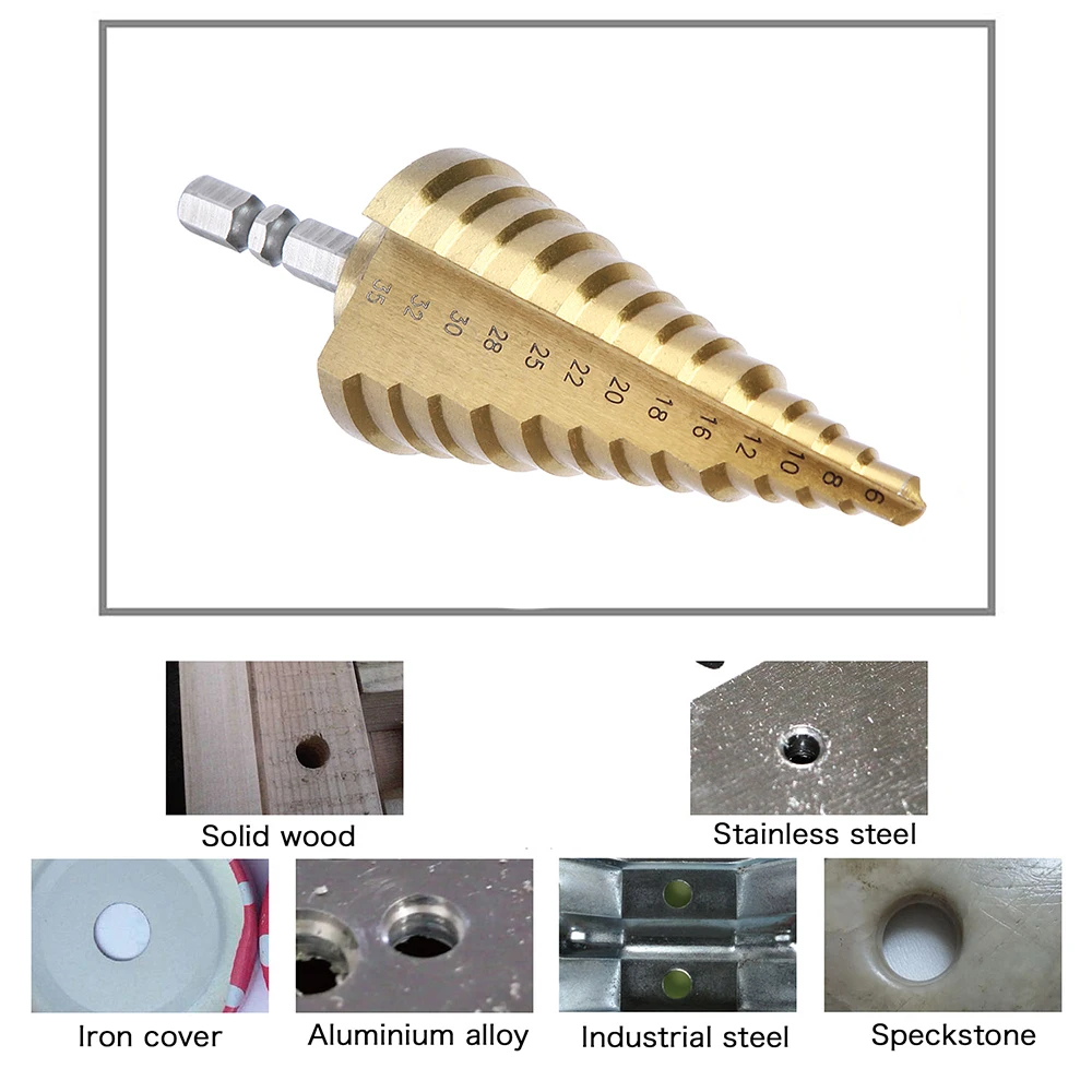 4-22 мм 5-35 мм 6-35 мм HSS треугольный хвостовик пагода Металл Сталь Шаг сверло Отверстие Сверло конус сверло Зенковка титановый Набор бит