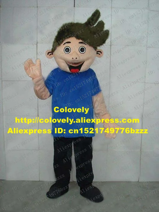 Fancy Permed Hair Boy Mascot Costume Mascotte Spadger Lassock Lad