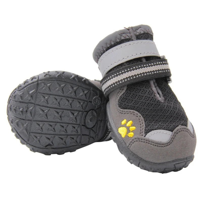4 шт. прочная спортивная обувь для собак на открытом воздухе для защиты от повреждений модная обувь для собак для маленьких и больших собак аксессуары для домашних животных - Цвет: Черный