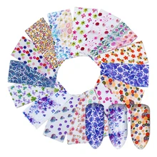 16 шт/фольга для ногтей красочные цветочные узоры наклейки для ногтей наклейки DIY клей для нейл-арта переводные наклейки набор украшения для ногтей