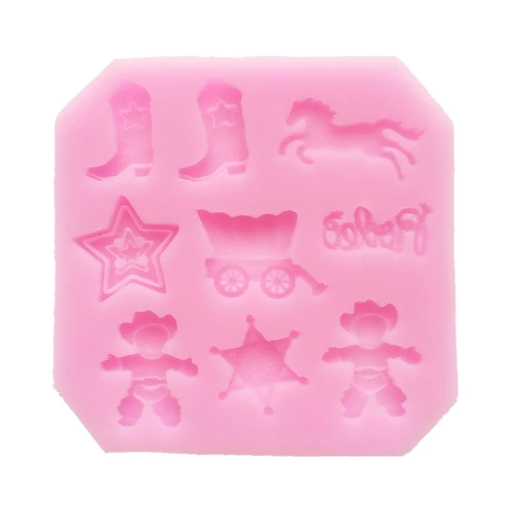 Силиконовая форма для мастики с 9 отверстиями в виде ковбоя мамастики|decor mold|cake