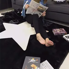 145*195 см большой супер мягкий фланелевый пятиконечный Подстилка со звездами черно-белый ковер 15 мм толстый мягкий ковер для гостиной кухонный нескользящий