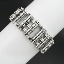 22 см тяжелый огромный двойной цепи Серебряный браслет 316L нержавеющая сталь крутой человек байкер браслет