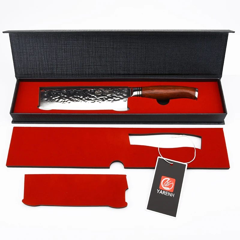 YARENH 6.5 inch kitchen knife nakiri vegetable knives Japanese VG10 Damascus steel slicing chef knife dalbergia wood handle