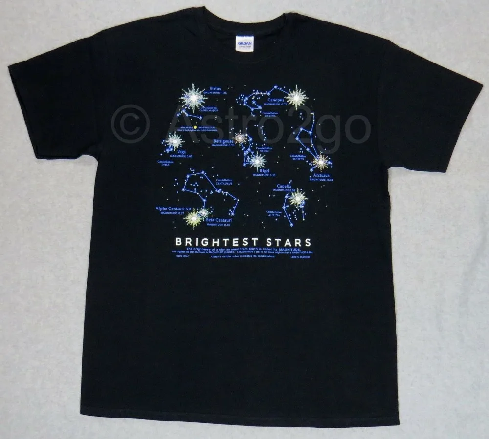 Яркие звезды-величина созвездий Пособия по астрономии пространство науки T рубашка Новая мода Повседневное Для мужчин Новинка О-образным вырезом футболка