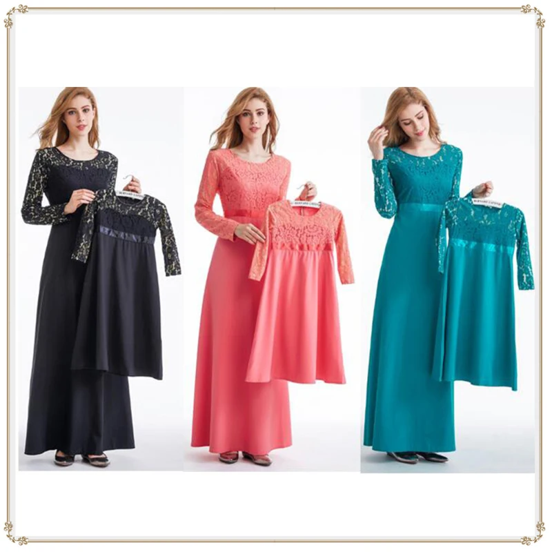 

Muslim Gowns Abayas for Women High Quality Islamic Clothing 2019 Baby lace dress Muslim robe of Ramadan quality Islamic Prayer