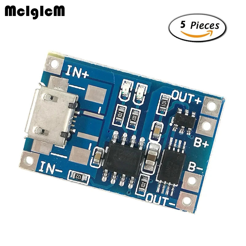 MCIGICM 5 шт. Micro USB 5 в 1A 18650 TP4056 модуль зарядного устройства литиевой батареи зарядная плата с защитой двойные функции 1A li-ion