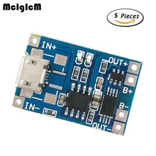 5 pcs Micro USB 5V 1A 18650 TP4056 Lithium Battery Charger Module Charging Board With Protection Dual Functions 1A Li-ion