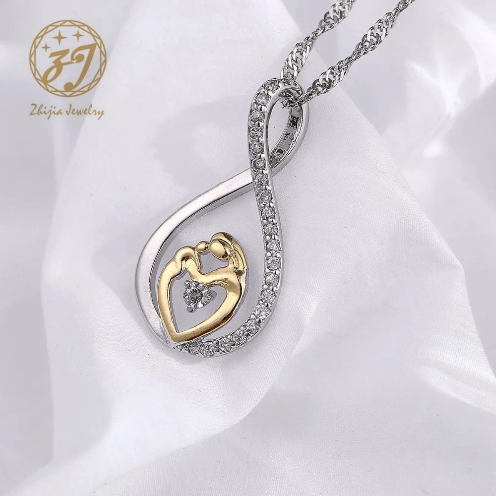 Zhijia/ожерелья с подвеской-кулоном для мамы, дочки и сына, для мамы и ребенка, для всей семьи, с микро проложенным цирконием, медное ожерелье на день рождения