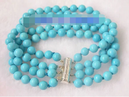 

free shipping 09372 4strands blue turquoise bracelet
