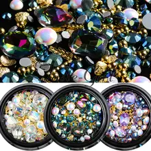 1 баночка для декора для ногтей Стразы Блеск смешанный жемчуг Икра микро бусины металлическое сердце 3D ювелирные изделия амулеты украшения ногтей аксессуары