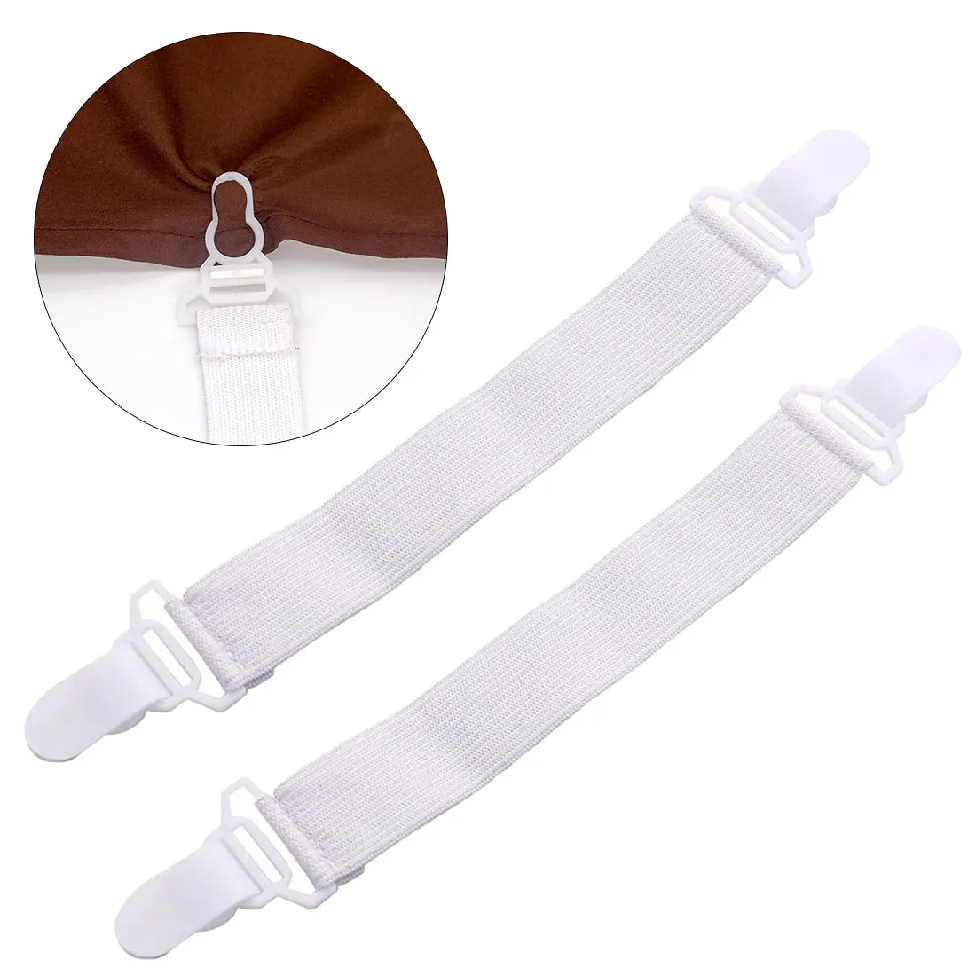 

4 Pcs White Bed Sheet Mattress Cover Blankets Home Grippers Clip Holder Fasteners Elastic Straps Fixing Slip-Resistant Belt
