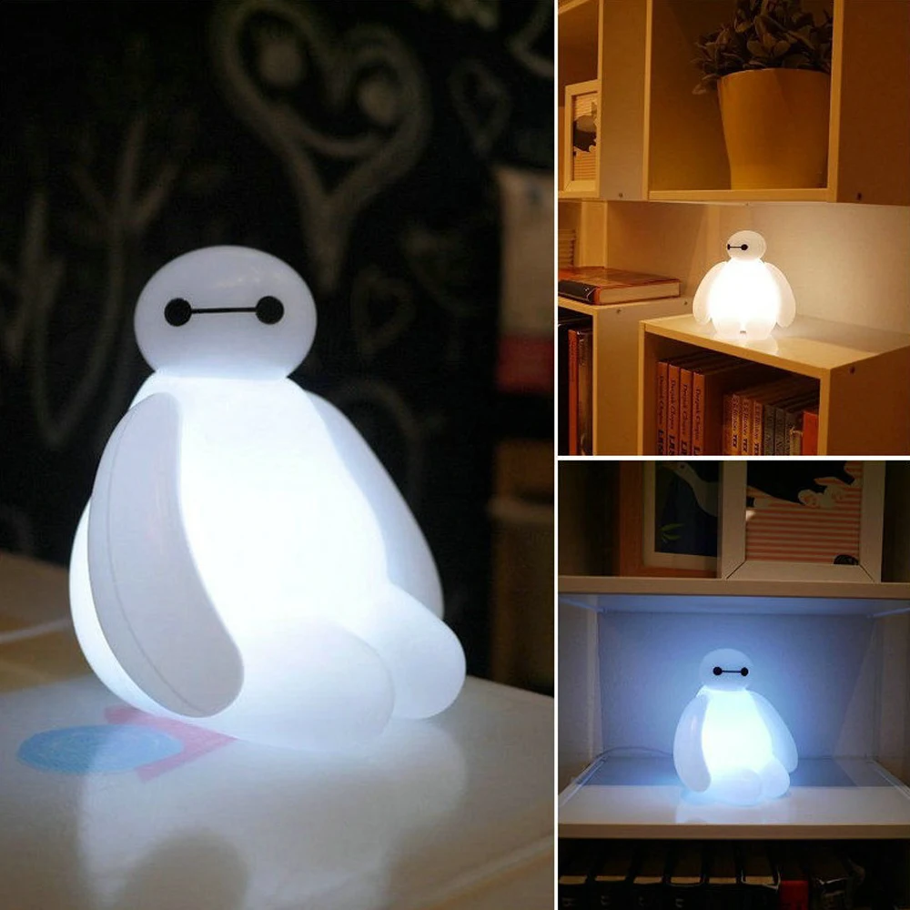 Светодиодный ночник BayMax с большим Героем из 6 мультфильмов белый милый