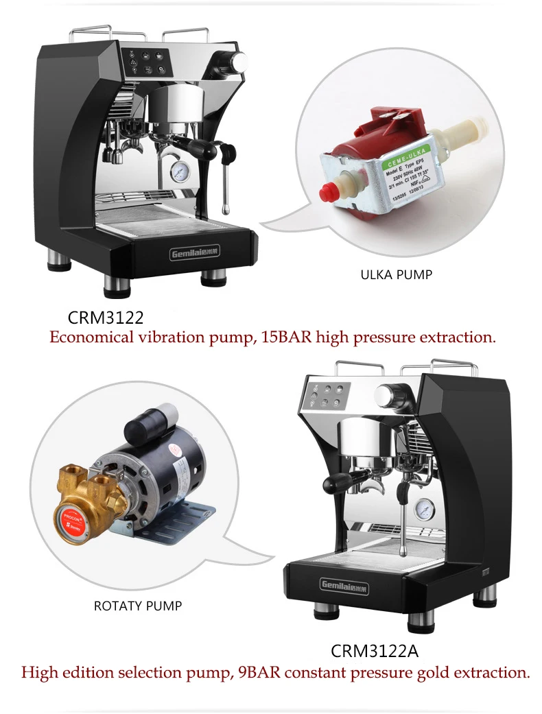 Коммерческая итальянская кофе-машина Полуавтоматическая эспрессо кофеварка 3000 Вт 9Bar/15Bar молокоотсос Кофеварка CRM3122A