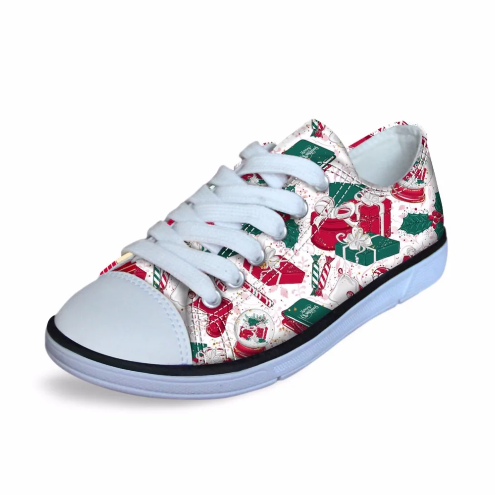 

HYCOOL Boys Shoes Christmas Gift Pattern Kids Low-Top Canvas Shoes Santa Claus Printed Child Daily Walking Sneakers Sports Shoes