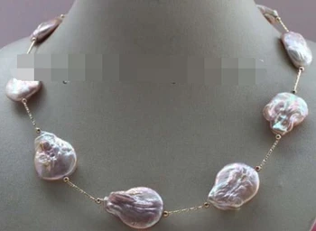 

FREE SHIPPING Genuine Natural Purple Baroque Reborn keshi Pearl Necklace Chain 14KGP