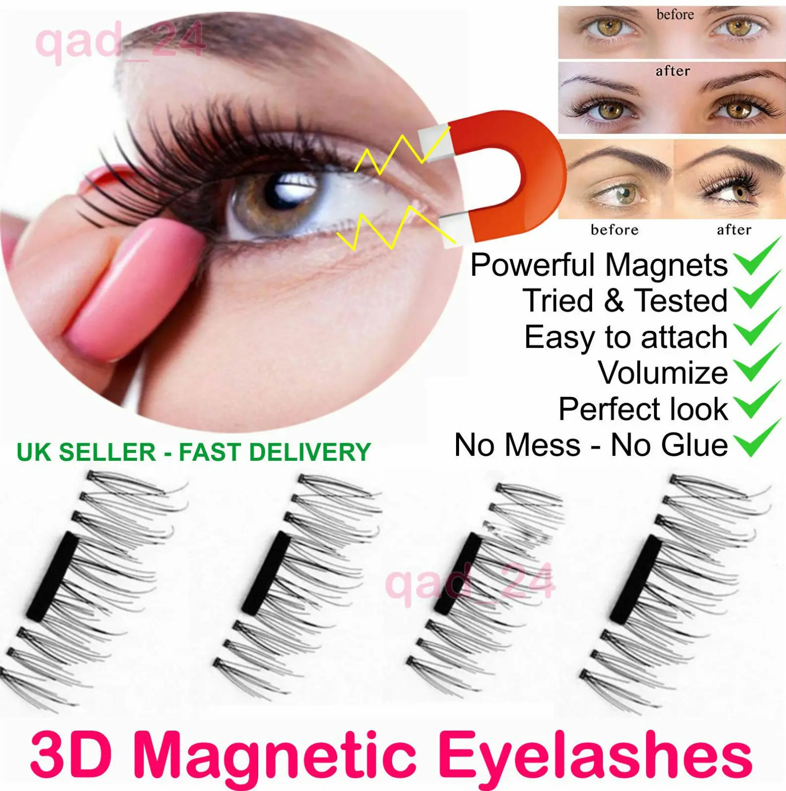 

Magnetic EyeLashes False Magnet Eye Lashes Natural Extensions Reusable