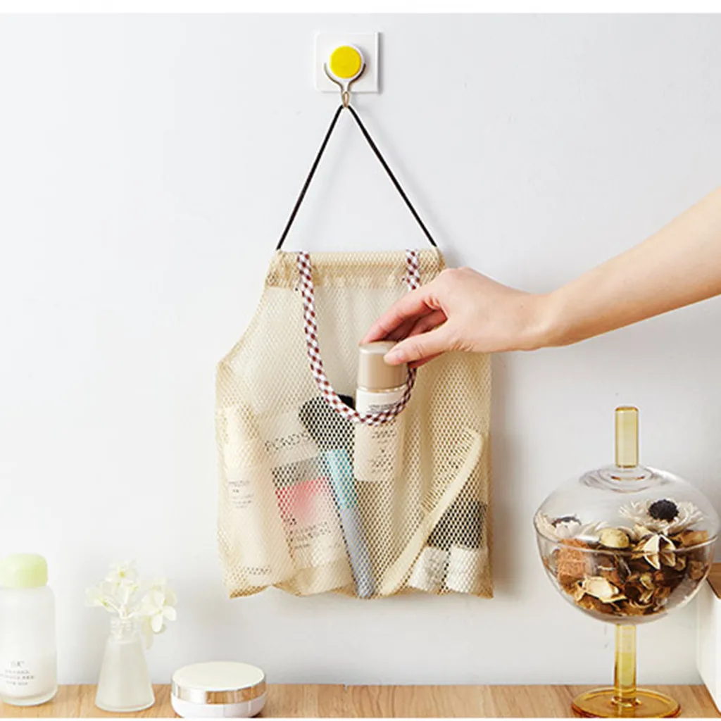 

Kitchen Fruit And Vegetable Storage Bag Foldable Mesh Net Reusable Grocery Storage Bags Bath Toys Shampoo Organizer Container