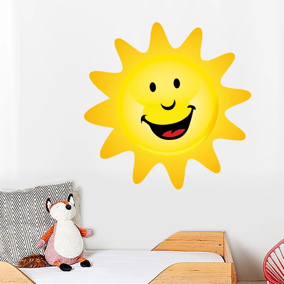 Art Living Room Mural Cartoon Sun Have a Nice Day Quotation Decals Wall Sticker 