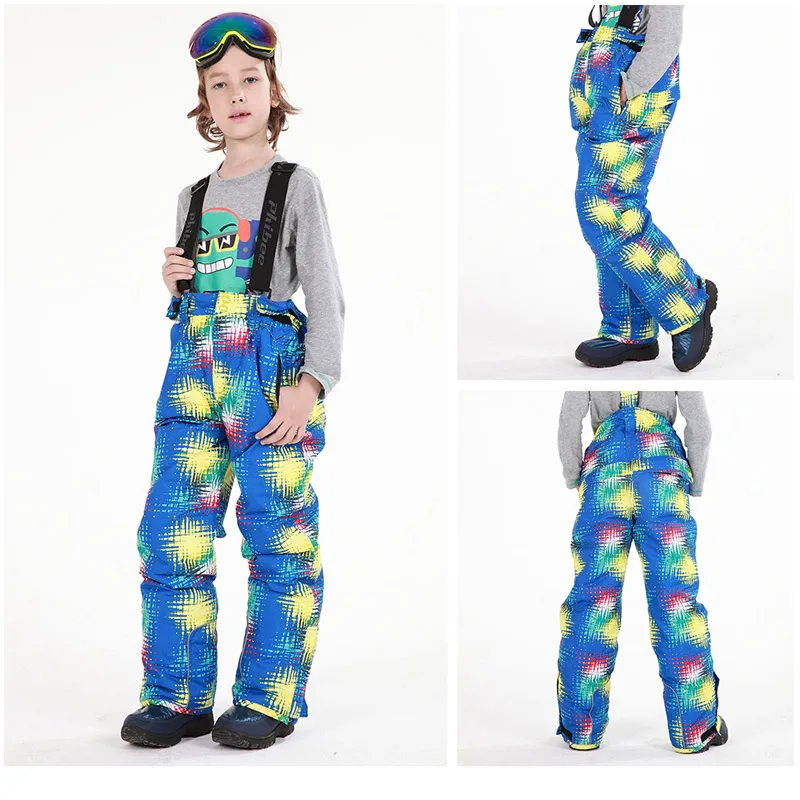 

High Quality Winter Boys Girls Ski Pant Windproof Suspenders Pants Tracksuit for Children Waterproof Warm Kids Snow Ski Trousers