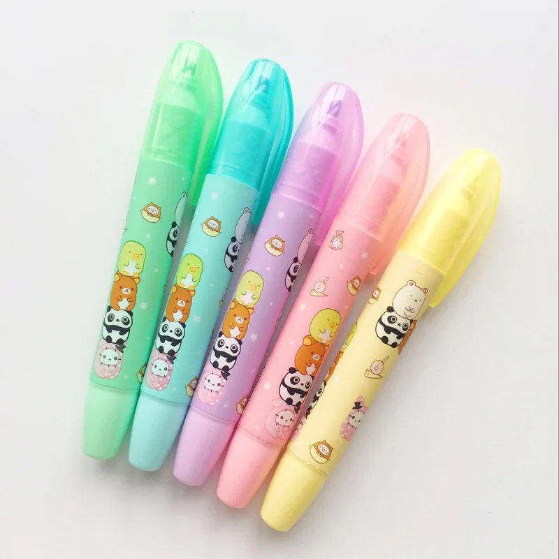 5 шт цветные маркеры с мультяшными животными, Kawaii Sumikko gurashi, милые маркеры с пандой, канцелярские офисные школьные принадлежности F204