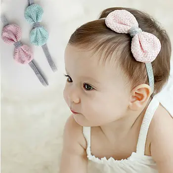 

High Quality Cute Kids Girls Elastic Lace Bowknot Hair Band Tinsel Headbands Exquisite Birthday Gift