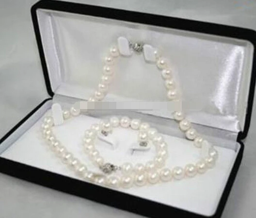 

free shipoping 6-7MM White Akoya Cultured Pearl Necklace Bracelet Earring Set no box