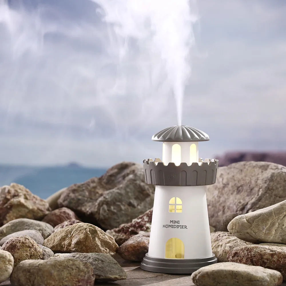 

Aroma Lamp Humidifier Lighthouse Shape LED Humidifier Air Incense Burners Diffuser Purifier Atomizer USB Aroma Lamp#007