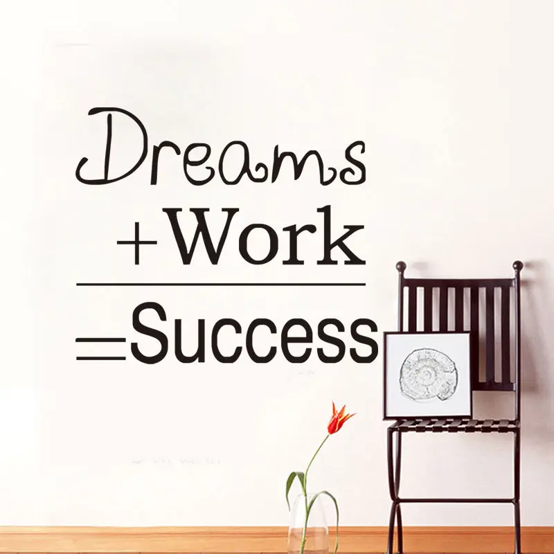 ZN G251 Dreams Work Success Quote Wall Sticker Motivational Home Room