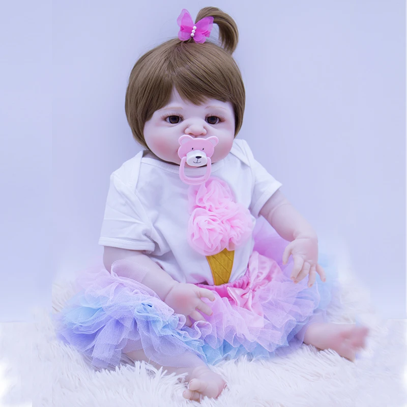 baby alive boneca toys 55cm silicone reborn baby dolls for children gift with princess dress toy DOLLMAI Non-toxic boutique doll
