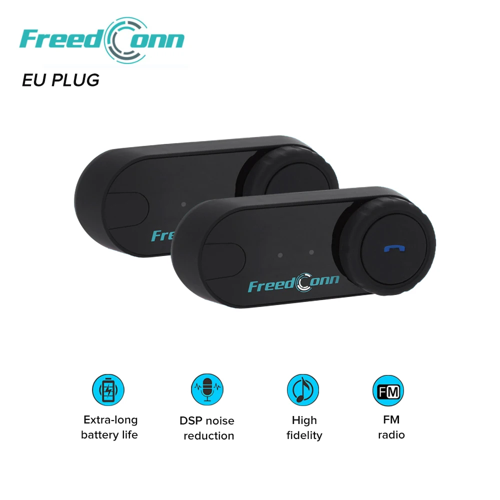 

2 Pcs FreedConn T-COM VB Intercom 800M Bluetooth Interphone Motorcycle Helmet Headset With EU Plug Supports A2DP And AVRCP