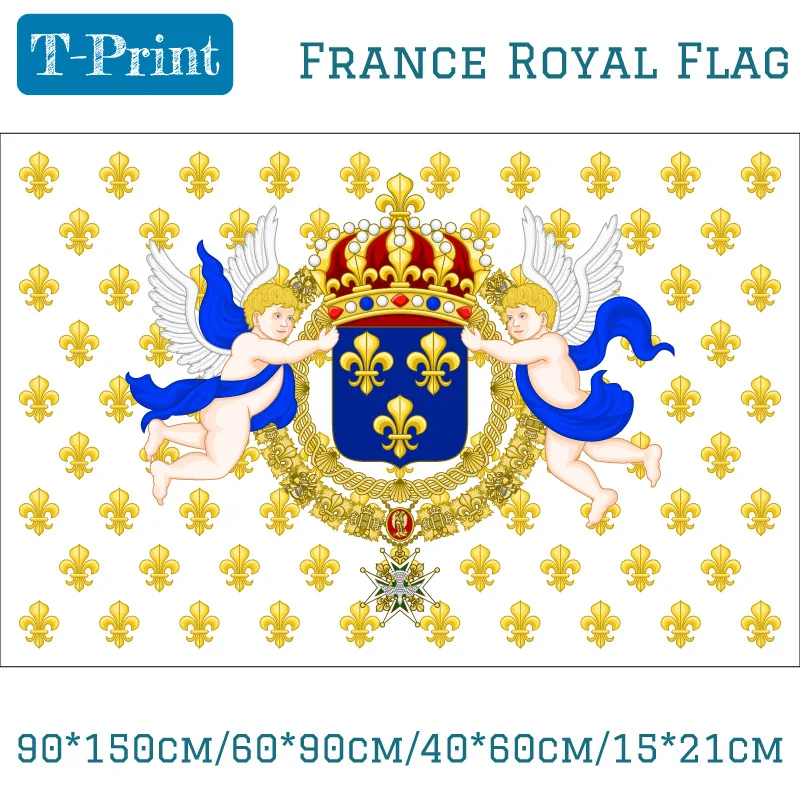 Drapeau ensigne Standard Royal du royaume de France 1643 – 1765, bannière en Polyester de 3 pieds x 5 pieds, 150x90cm, drapeau personnalisé pour l'extérieur