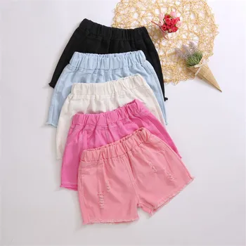 Baby Teenager Shorts Summer Denim Shorts For Girls White Pink Teens Girl Short Jeans 3 4 5 6 7 8 9 10 12 15 Years Old Kids 2