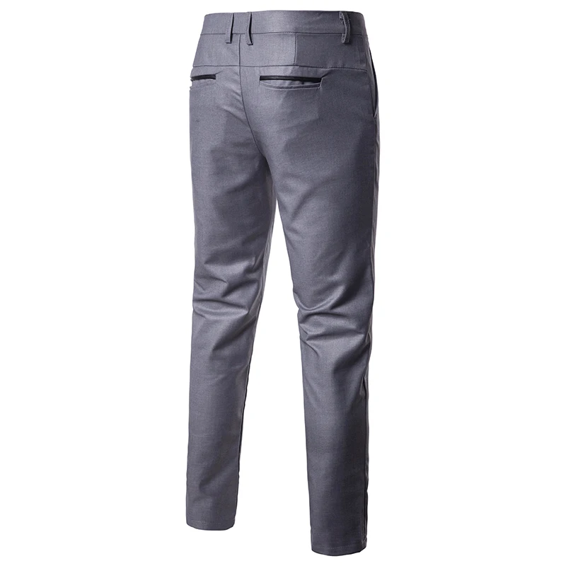 Pure Color Men Small Splice Suit Pants Gray Red Black Slim Fit Mens Pants Fashion Business Men Dress Trousers Size S M XL XXL