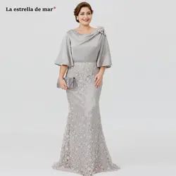 Robe mere de la mariee, новинка, кружевное шифоновое платье с рукавами-трубы, Серебряное Сексуальное Платье-Русалка, vestido mae da noiva, длинное платье для