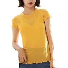 Женская простая дышащая быстросохнущая сетка для волос производительность для спортивной тренировки Футболка