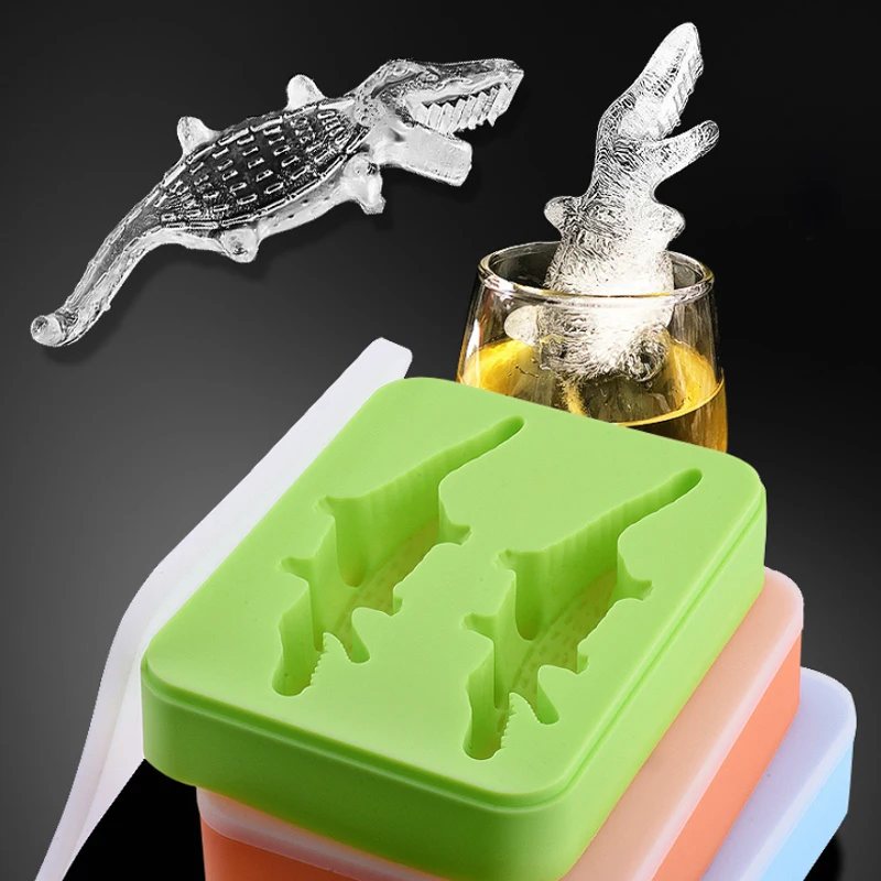 

Cool Crocodile Shape 3D Ice Cream Makers Bar Party Silicone Tray Cube Jelly Mold Gift