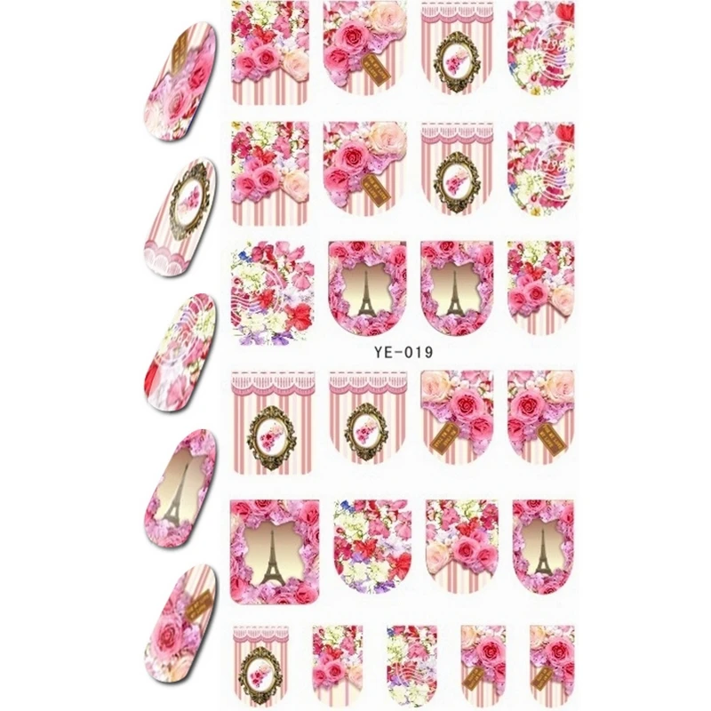 

UPRETTEGO NAIL ART BEAUTY WATER DECAL SLIDER NAIL STICKER CARTOON LITTLE GIRL FLOWER PARIS TOWER ANIMAL YE019-024